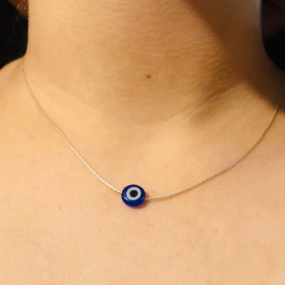 New 16" Sterling silver evil eye necklace